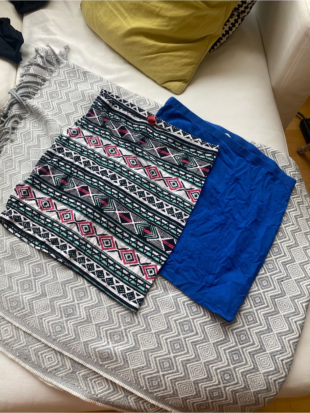 H&M Divided mini skirts bundle size medium tribal + blue